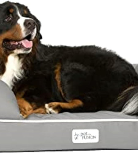 Ultimate Dog Bed, Orthopedic Memory Foam, Medium Firmness Pillow, Waterproof Liner, YKK Zippers, Breathable 35% Cotton Cover, 1Yr. Warranty,Slate Grey, X-Large (44X34")