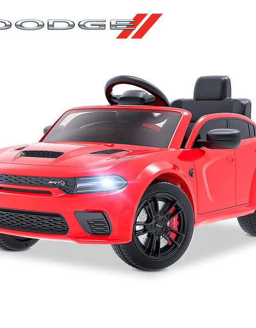 Load image into Gallery viewer, Dodge Electric Ride on Cars for Kids, 12V Licensed Dodge Charger SRT Hellcat Powered Ride on Toys with Parent Remote Control, Electric Car for Girls Boys 3-5 W/Music Player/Led Lights, Red
