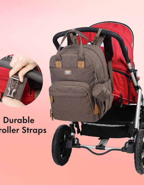 Load image into Gallery viewer, Diaper Bag Backpack with Portable Changing Pad, Pacifier Case and Stroller Straps, Large Unisex Baby Bags for Boys Girls, Multipurpose Travel Back Pack Moms Dads, Brown
