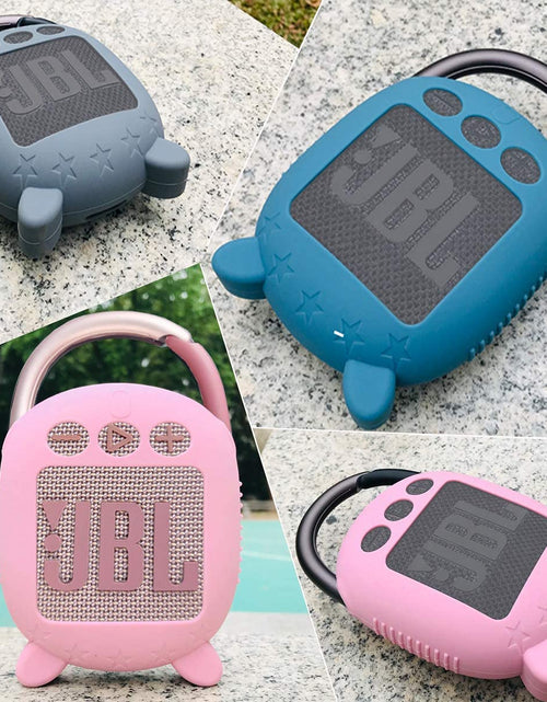 Load image into Gallery viewer, Silicone Cover Case for JBL Clip 4 Portable Bluetooth Speaker, Protective Carrying Case for JBL Clip 4 Portable Bluetooth Speaker Stand up Holder (Grey)
