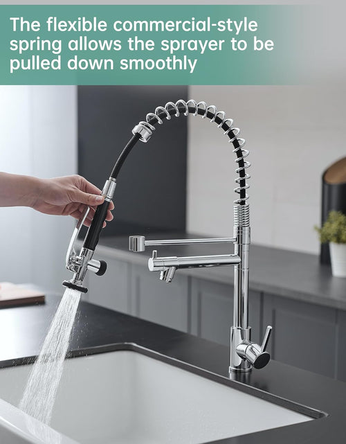 Load image into Gallery viewer, Chrome Kitchen Faucet with Sprayer,Commercial Single Handle Pull down Kitchen Sink Faucet
