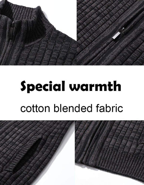 Load image into Gallery viewer, Men'S Cardigan Sweaters Full Zip up Stand Collar Slim Fit Casual Knitted Sweater with 2 Front Pockets
