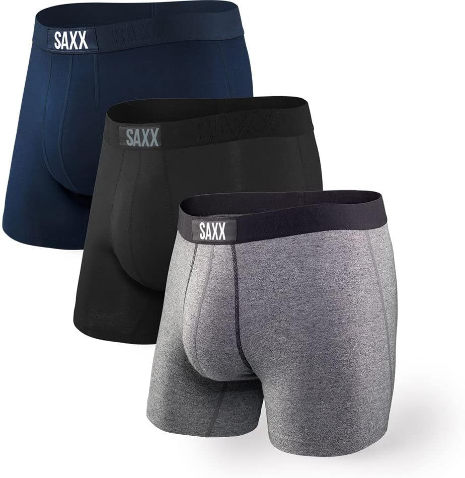 SAXX Men'S Underwear – VIBE Boxer Briefs with Built-In Ballpark Pouch Support – Pack of 3, Core