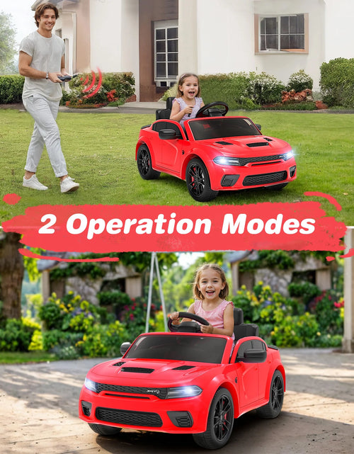 Load image into Gallery viewer, Dodge Electric Ride on Cars for Kids, 12V Licensed Dodge Charger SRT Hellcat Powered Ride on Toys with Parent Remote Control, Electric Car for Girls Boys 3-5 W/Music Player/Led Lights, Red
