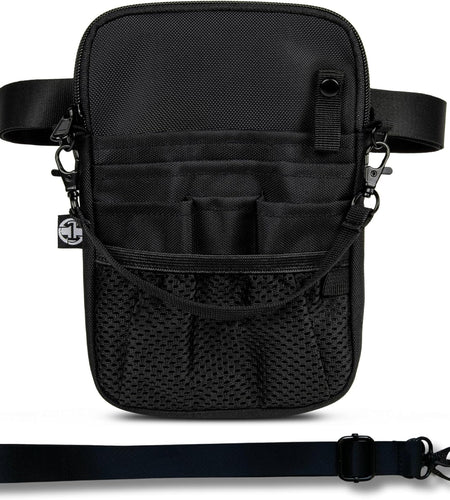 4-In-1 Nurse Fanny Pack with Medical Gear Pockets, Tape Holder, and Utility Storage for Stethoscopes, Bandage Scissors, and Emergency Supplies, Student and Nurse Use (Black)