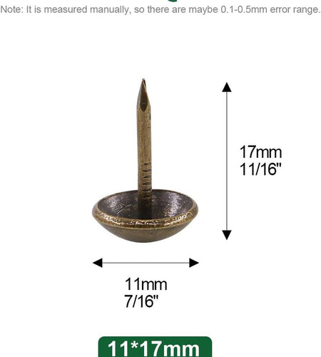 300Pcs [ 7/16" in Diameter] Antique Upholstery Tacks Furniture Nails Pins Kit for Upholstered Furniture Cork Board or DIY Projects - Bronze
