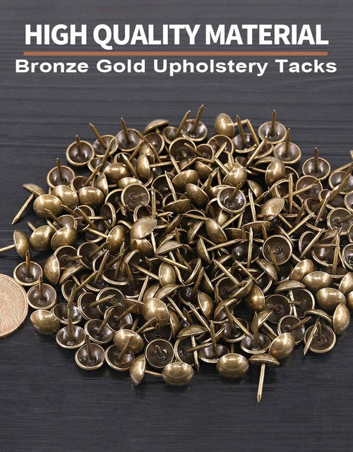 Load image into Gallery viewer, 300Pcs [ 7/16" in Diameter] Antique Upholstery Tacks Furniture Nails Pins Kit for Upholstered Furniture Cork Board or DIY Projects - Bronze
