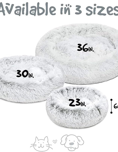 Load image into Gallery viewer, Donut Dog Bed Faux Fur Fluffy Calming Sofa for Large Dogs, Soft &amp; Plush anti Anxiety Pet Couch for Dogs, Machine Washable Coco Pet Bed with Non-Slip Bottom, 36"X36"X8" Ivory

