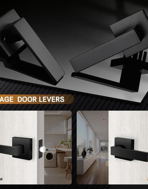 Load image into Gallery viewer, 10 Pack| Matte Black Passage Door Levers Interior Heavy Duty Square Door Handles, Hall/Closet Non-Locking Door Levers for Pantry Utility Room, Contractor Pack
