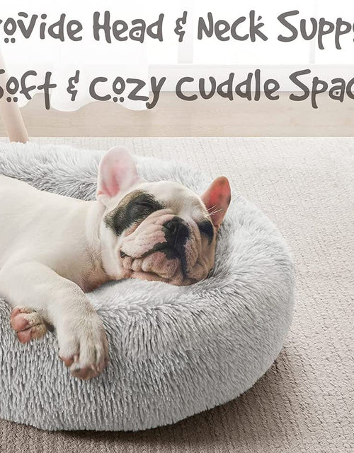 Load image into Gallery viewer, Donut Dog Bed Faux Fur Fluffy Calming Sofa for Large Dogs, Soft &amp; Plush anti Anxiety Pet Couch for Dogs, Machine Washable Coco Pet Bed with Non-Slip Bottom, 36"X36"X8" Ivory
