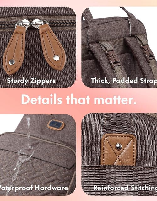 Load image into Gallery viewer, Diaper Bag Backpack with Portable Changing Pad, Pacifier Case and Stroller Straps, Large Unisex Baby Bags for Boys Girls, Multipurpose Travel Back Pack Moms Dads, Brown

