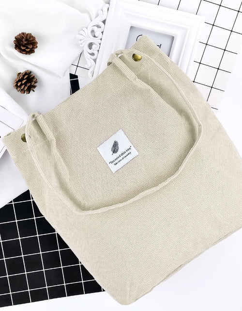 Load image into Gallery viewer, Corduroy Tote Bag Large for Women Girl Lady Canvas Shoulder Cord Purse and Handbags with Inner Pocket
