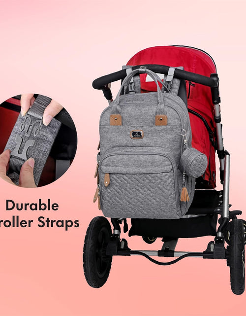 Load image into Gallery viewer, Diaper Bag Backpack with Portable Changing Pad, Pacifier Case and Stroller Straps, Large Unisex Baby Bags for Boys Girls, Multipurpose Travel Back Pack Moms Dads, Gray
