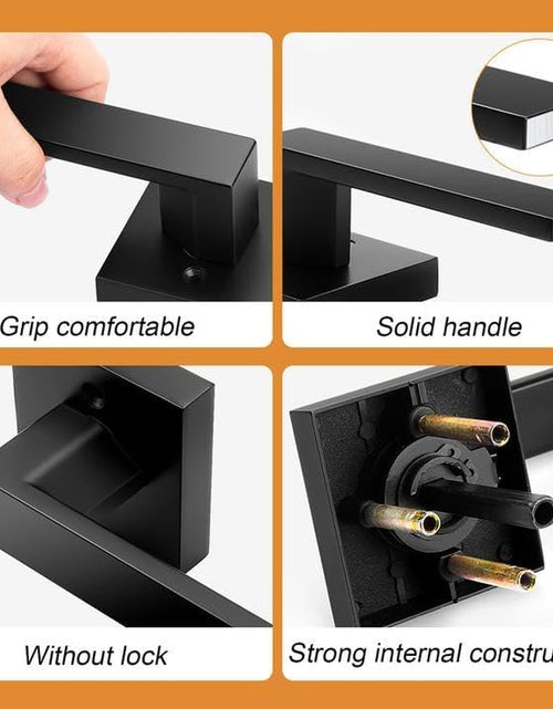 Load image into Gallery viewer, 10 Pack| Matte Black Passage Door Levers Interior Heavy Duty Square Door Handles, Hall/Closet Non-Locking Door Levers for Pantry Utility Room, Contractor Pack
