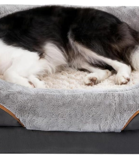 Large Memory Foam Dog Bed, Orthopedic Dog Bed & Sofa with Removable Washable Cover and Squeaker Toy as Gift
