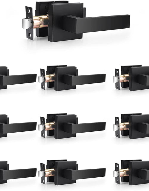 Load image into Gallery viewer, 10 Pack| Matte Black Passage Door Levers Interior Heavy Duty Square Door Handles, Hall/Closet Non-Locking Door Levers for Pantry Utility Room, Contractor Pack
