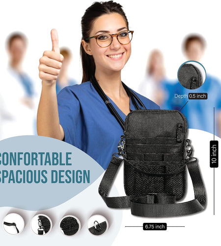 4-In-1 Nurse Fanny Pack with Medical Gear Pockets, Tape Holder, and Utility Storage for Stethoscopes, Bandage Scissors, and Emergency Supplies, Student and Nurse Use (Black)