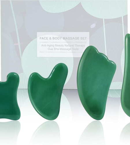 Guasha Massage Tool, 4 Pcs Gua Sha Facial Tool, Guasha Board for SPA Acupuncture Therapy Trigger Point Treatment, Gua Sha Scraping Massage Tool
