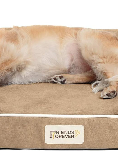 Load image into Gallery viewer, Small Dog Bed, Orthopedic Dog Sofa Memory Foam Mattress, Calming Dog Couch Bed, Wall Rim Pillow, Water Resistant Liner, Washable Cover, Non-Slip Bottom, Chester, Small Khaki Beige
