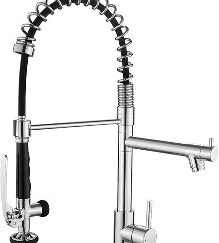 Chrome Kitchen Faucet with Sprayer,Commercial Single Handle Pull down Kitchen Sink Faucet