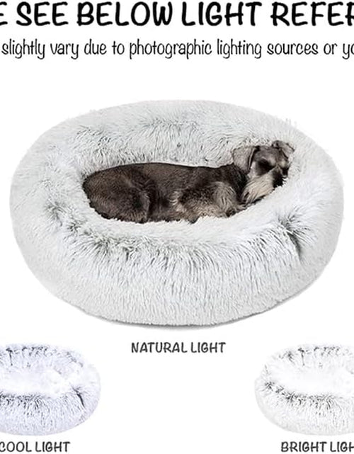 Load image into Gallery viewer, Donut Dog Bed Faux Fur Fluffy Calming Sofa for Large Dogs, Soft &amp; Plush anti Anxiety Pet Couch for Dogs, Machine Washable Coco Pet Bed with Non-Slip Bottom, 36"X36"X8" Ivory
