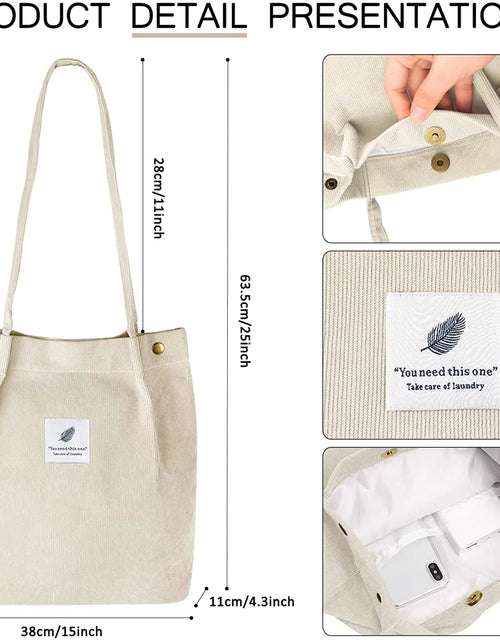 Load image into Gallery viewer, Corduroy Tote Bag Large for Women Girl Lady Canvas Shoulder Cord Purse and Handbags with Inner Pocket
