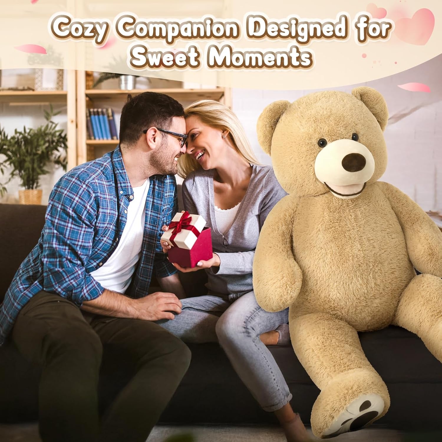 Big Plush Giant Teddy Bear Premium Soft Stuffed Animals Light Brown,51 Inches
