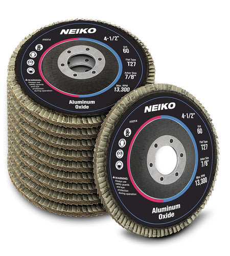 11107A 10 Pack Aluminum Oxide Flap Discs 4-1/2 for Angle Grinder, 60 Grit Flapper Wheel, Flat T27 Grinding Wheel 4.5 Inch Flap Disc, 7/8" Arbor Grinding Disc, Wood & Metal Sanding