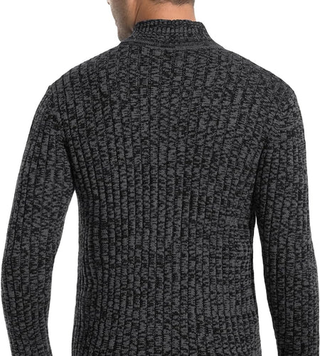 Men'S Cardigan Sweaters Full Zip up Stand Collar Slim Fit Casual Knitted Sweater with 2 Front Pockets