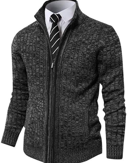 Load image into Gallery viewer, Men'S Cardigan Sweaters Full Zip up Stand Collar Slim Fit Casual Knitted Sweater with 2 Front Pockets
