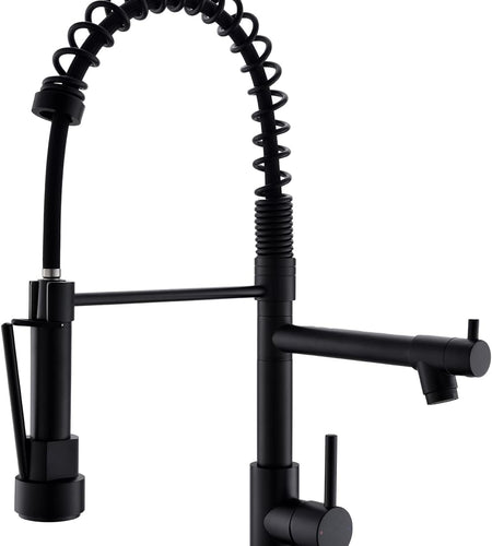 Kitchen Faucet,Kitchen Faucets with Pull down Sprayer  Commercial Style Single Handle Matte Black Kitchen Faucet with Sprayer