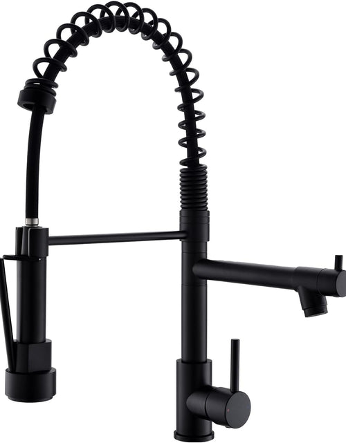 Load image into Gallery viewer, Kitchen Faucet,Kitchen Faucets with Pull down Sprayer  Commercial Style Single Handle Matte Black Kitchen Faucet with Sprayer
