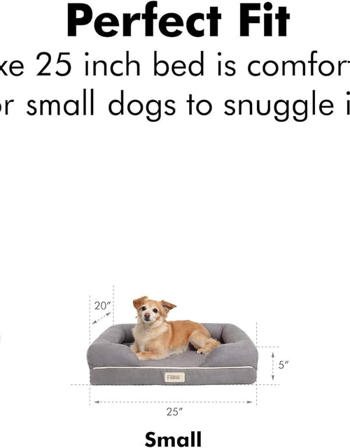 Load image into Gallery viewer, Small Dog Bed, Orthopedic Dog Sofa Memory Foam Mattress, Calming Dog Couch Bed, Wall Rim Pillow, Water Resistant Liner, Washable Cover, Non-Slip Bottom, Chester, Small Khaki Beige
