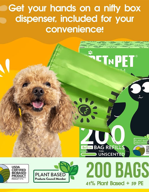 Load image into Gallery viewer, Poop Bags Unscented | Dog Poop Bags with Tie Handles | USDA Certified 38% Biobased Dog Waste Bags | Cat Poop Bags | Durable Dog Bags for Poop | Easy Dispensing 200 Counts Poop Bags for Dogs
