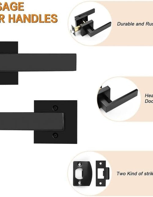Load image into Gallery viewer, 10 Pack| Matte Black Passage Door Levers Interior Heavy Duty Square Door Handles, Hall/Closet Non-Locking Door Levers for Pantry Utility Room, Contractor Pack
