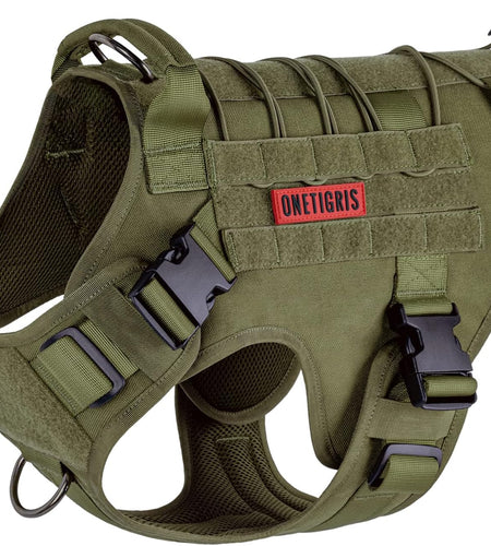 Dog Harness, Tactical Dog Harness No-Pull Breathable Adjustable Pet Vest with Handle for Outdoor Walking(Ranger Green,Small)