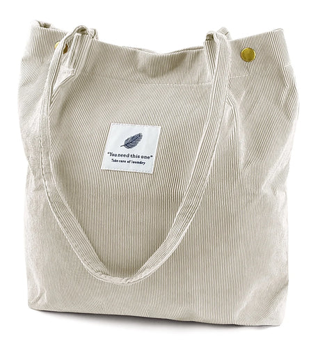 Corduroy Tote Bag Large for Women Girl Lady Canvas Shoulder Cord Purse and Handbags with Inner Pocket