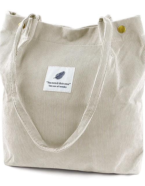 Load image into Gallery viewer, Corduroy Tote Bag Large for Women Girl Lady Canvas Shoulder Cord Purse and Handbags with Inner Pocket
