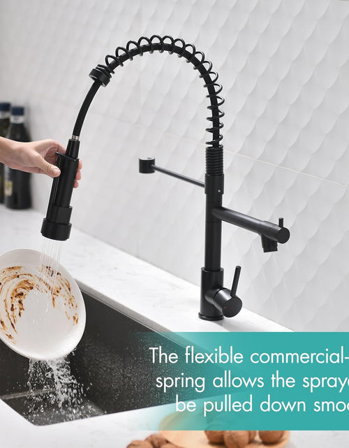 Load image into Gallery viewer, Kitchen Faucet,Kitchen Faucets with Pull down Sprayer  Commercial Style Single Handle Matte Black Kitchen Faucet with Sprayer
