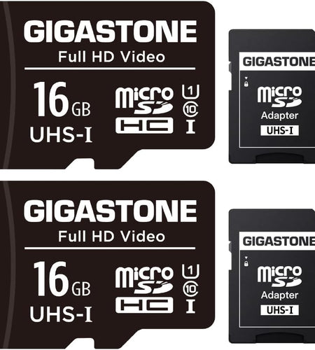 16GB 2-Pack Micro SD Card, FHD Video, Surveillance Security Cam Action Camera Drone, 85Mb/S Micro SDHC UHS-I U1 Class 10
