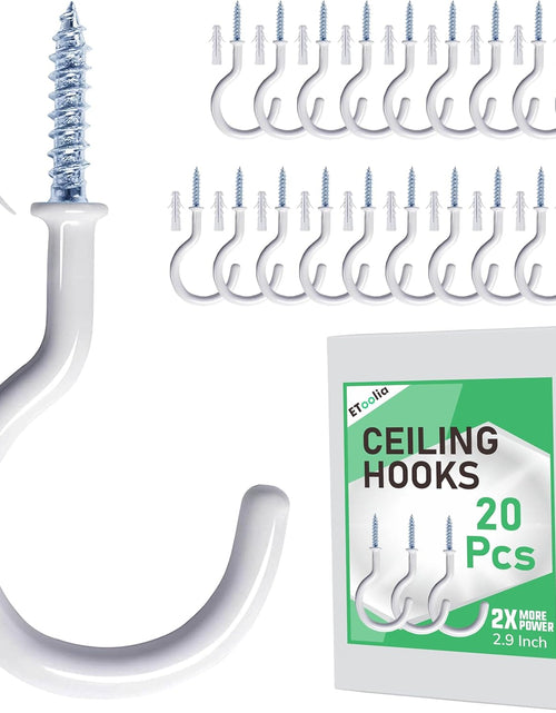 Load image into Gallery viewer, 20 Pcs Ceiling Hooks for Hanging Plants - 2.9 Inches Heavy Duty, Hanging Hooks for Christmas Lights, Cups, Decors - White Vinyl Coated Screw in Plant Hanger Hook Indoor and Outdoor
