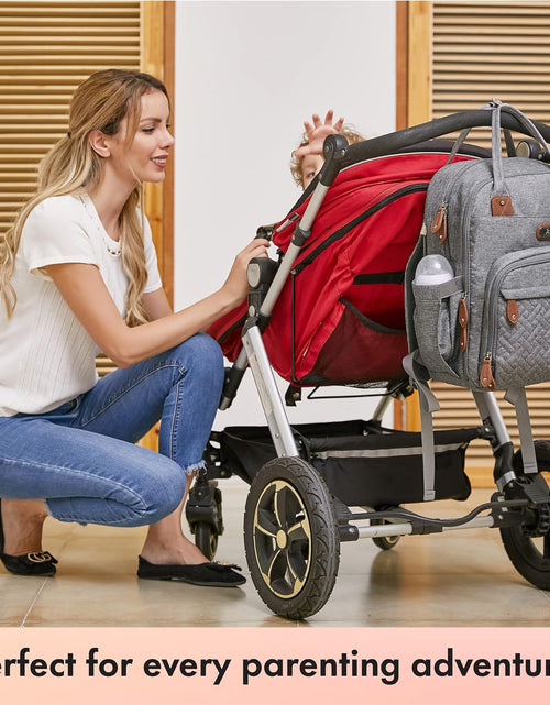 Load image into Gallery viewer, Diaper Bag Backpack with Portable Changing Pad, Pacifier Case and Stroller Straps, Large Unisex Baby Bags for Boys Girls, Multipurpose Travel Back Pack Moms Dads, Gray
