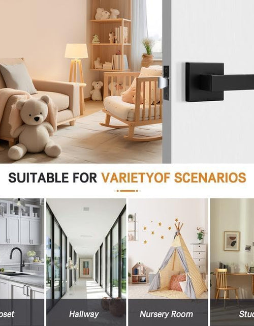 Load image into Gallery viewer, 10 Pack| Matte Black Passage Door Levers Interior Heavy Duty Square Door Handles, Hall/Closet Non-Locking Door Levers for Pantry Utility Room, Contractor Pack
