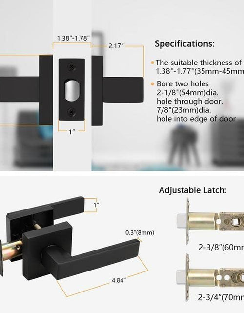 Load image into Gallery viewer, 10 Pack| Matte Black Passage Door Levers Interior Heavy Duty Square Door Handles, Hall/Closet Non-Locking Door Levers for Pantry Utility Room, Contractor Pack
