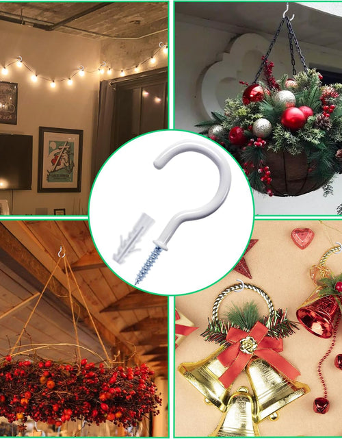 Load image into Gallery viewer, 20 Pcs Ceiling Hooks for Hanging Plants - 2.9 Inches Heavy Duty, Hanging Hooks for Christmas Lights, Cups, Decors - White Vinyl Coated Screw in Plant Hanger Hook Indoor and Outdoor
